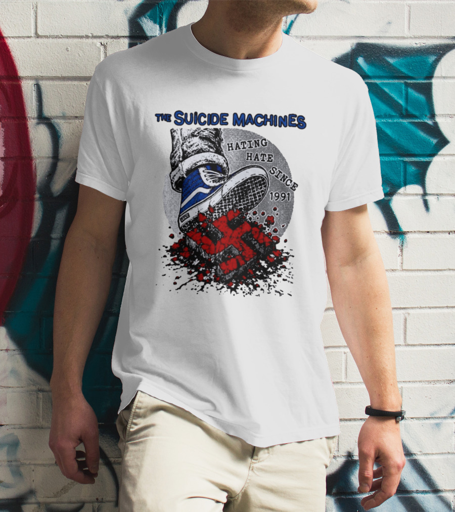 The Suicide Machines Hating Hate Since 1991 Vans Shoe Kicking Swastika T-Shirt