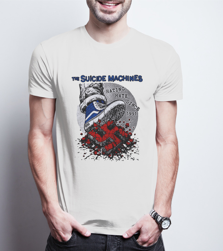 The Suicide Machines Hating Hate Since 1991 Vans Shoe Kicking Swastika T-Shirt