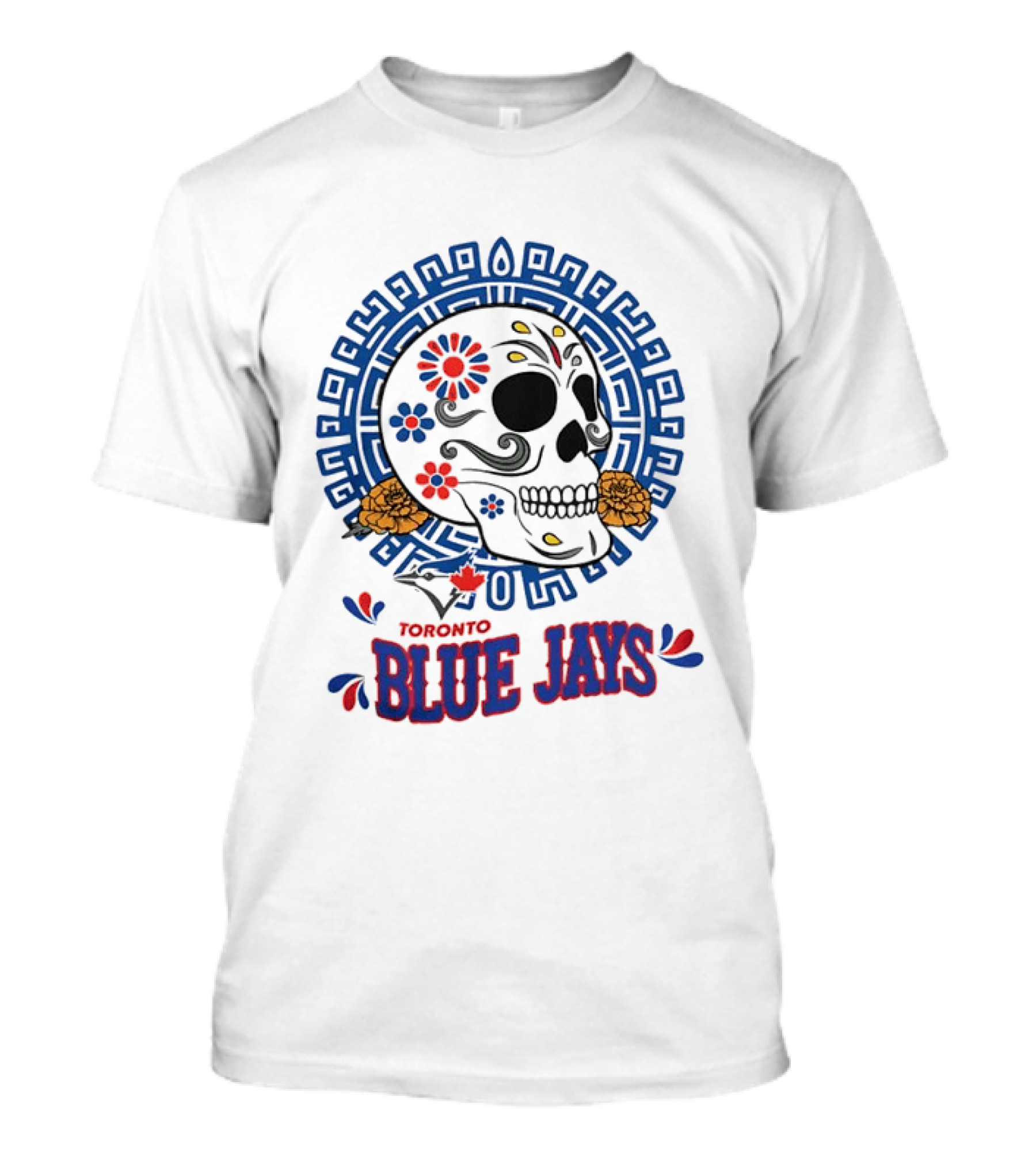 Toronto Blue Jays Dia De Los Muertos Sugar Skull Floral Motif T-Shirt