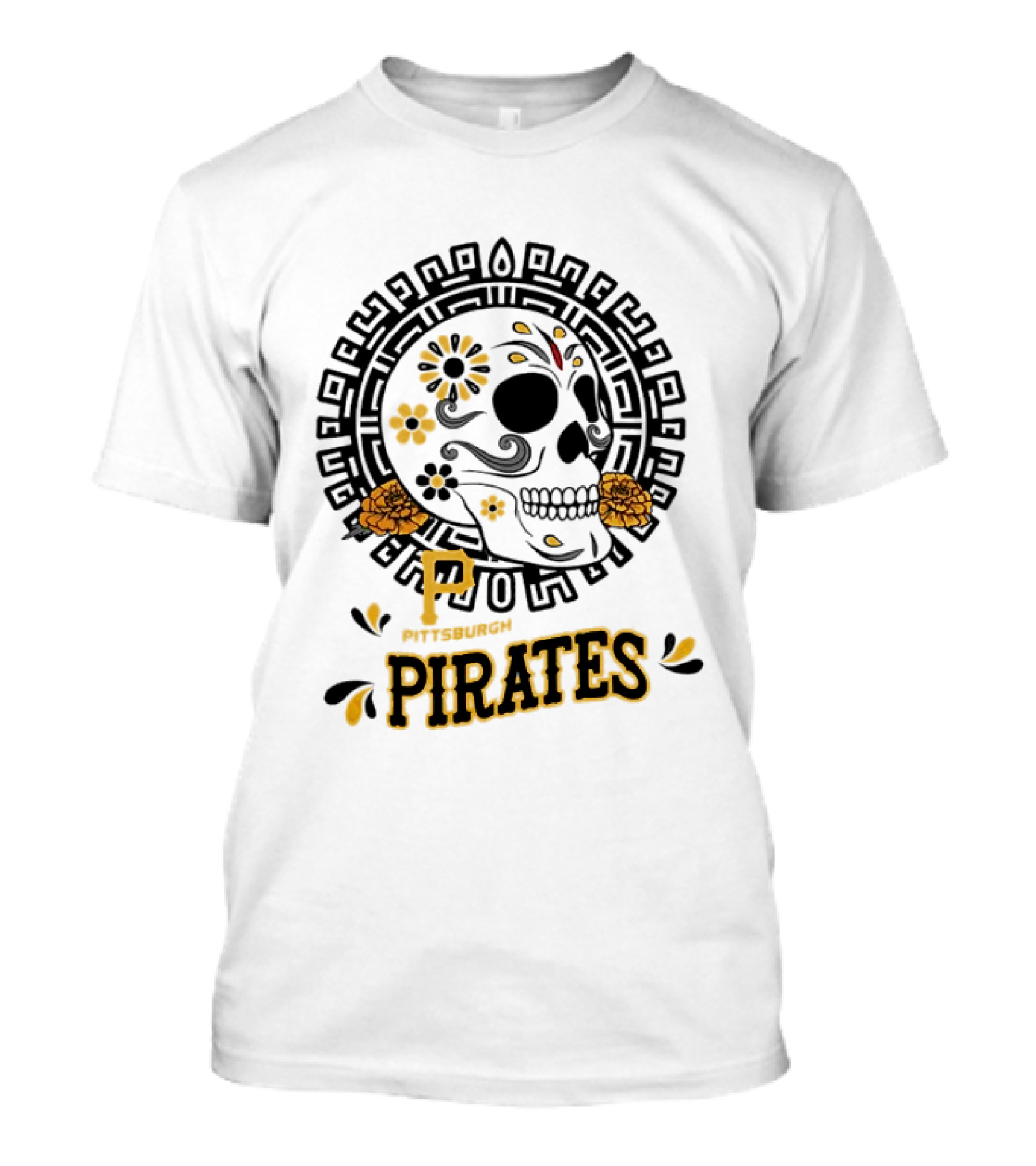 Pittsburgh Pirates Dia De Los Muertos Sugar Skull Art MLB Fan T-Shirt