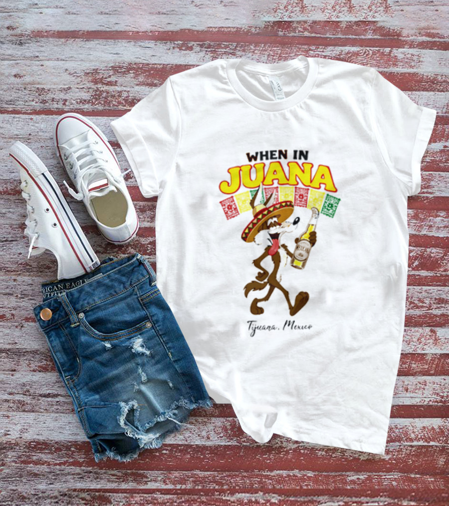 When In Juana Tijuana Mexico Sombrero Flags Fiesta T-Shirt