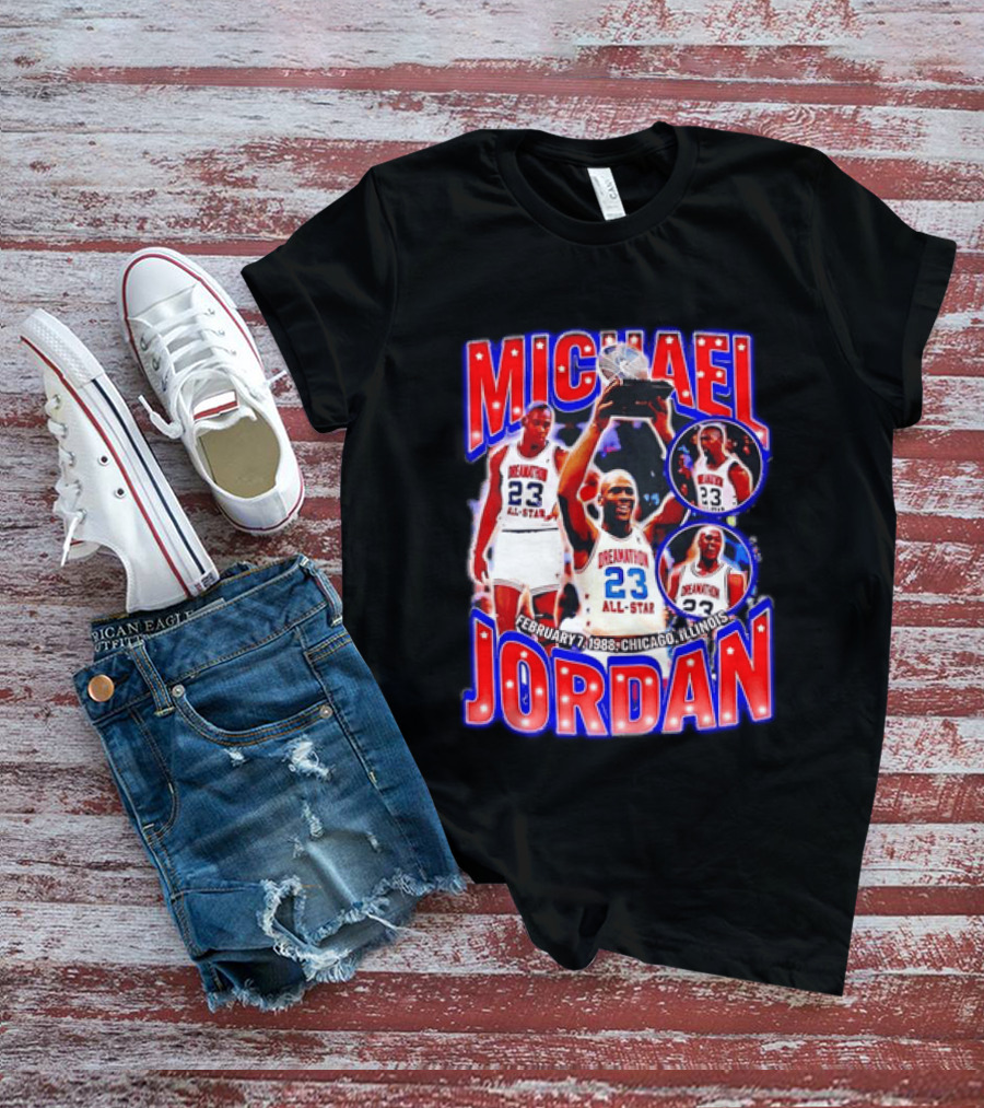 Michael Jordan February 7 1988 Chicago Illinois All Star Trophy Dream Team 23 T-Shirt