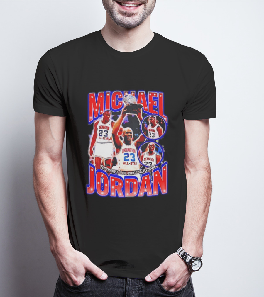 Michael Jordan February 7 1988 Chicago Illinois All Star Trophy Dream Team 23 T-Shirt