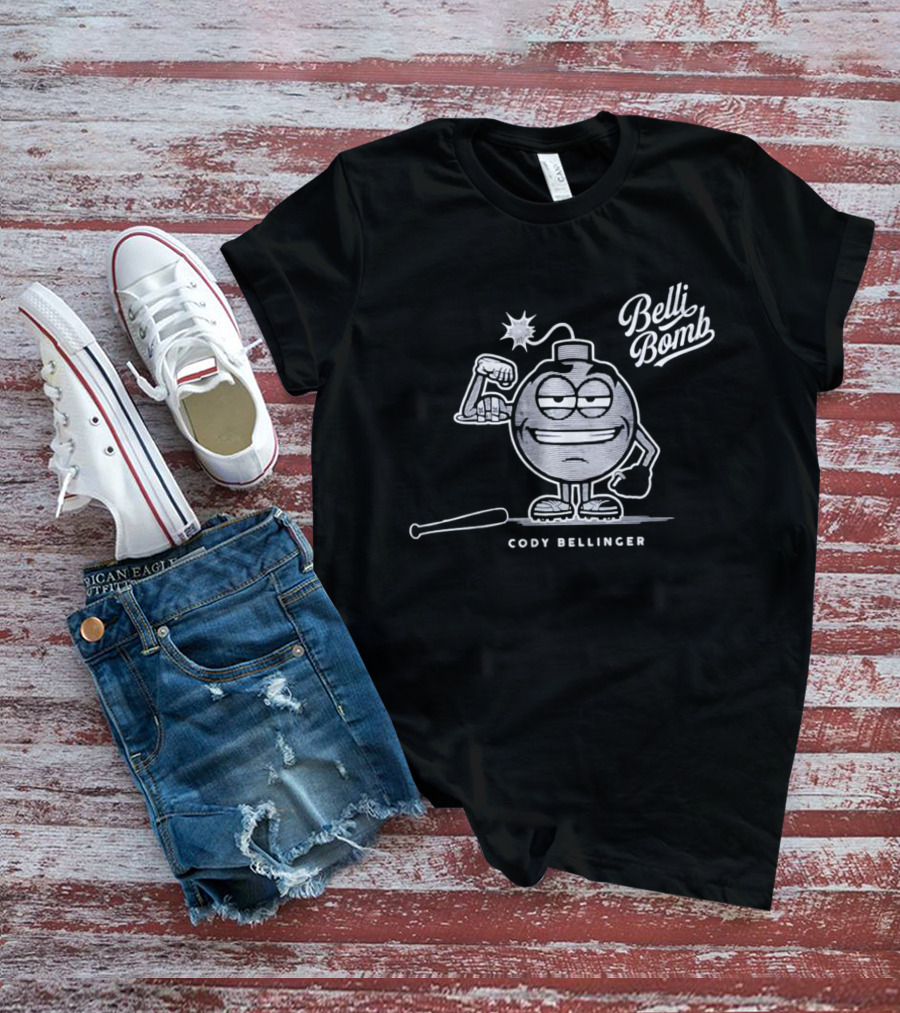 Belli Bomb Cody Bellinger Cartoon Character With Bat And Bomb T-Shirt