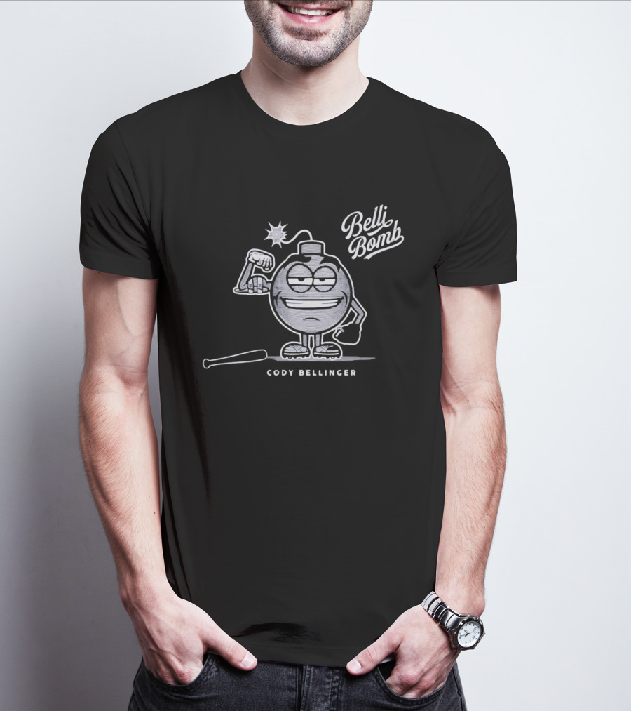 Belli Bomb Cody Bellinger Cartoon Character With Bat And Bomb T-Shirt