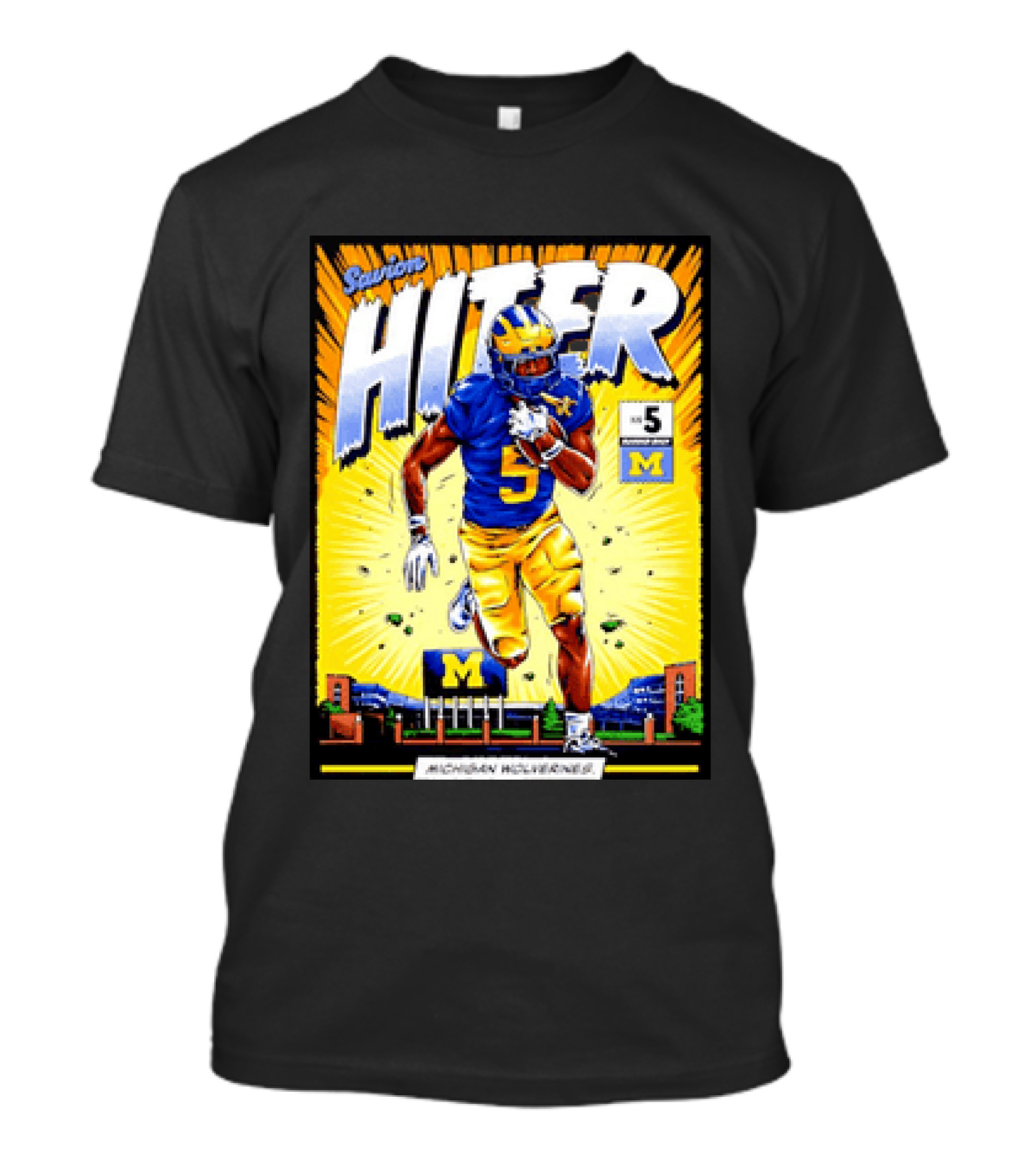 Savion Hiter Michigan Wolverines Football Number 5 Comic T-Shirt