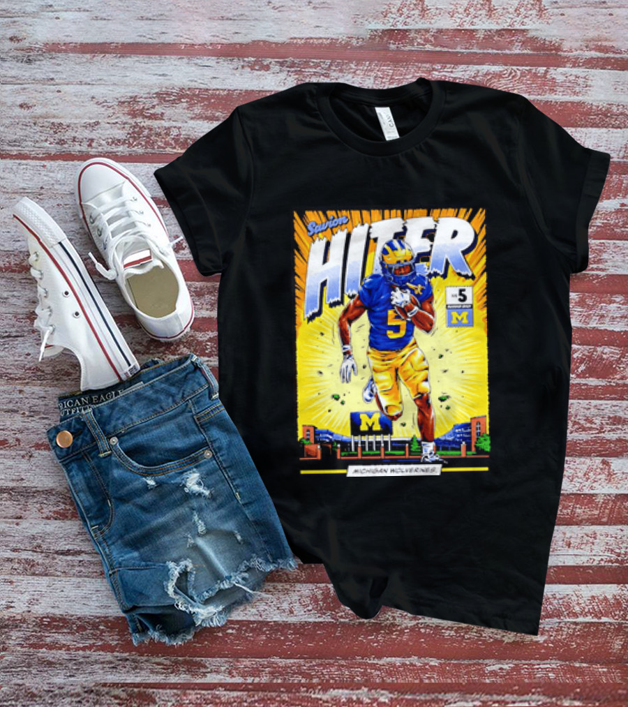 Savion Hiter Michigan Wolverines Football Number 5 Comic T-Shirt