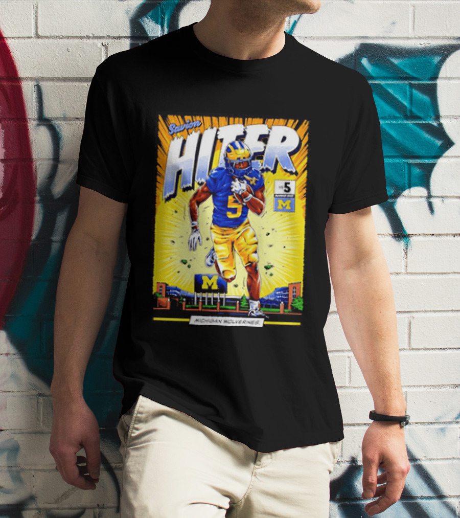 Savion Hiter Michigan Wolverines Football Number 5 Comic T-Shirt