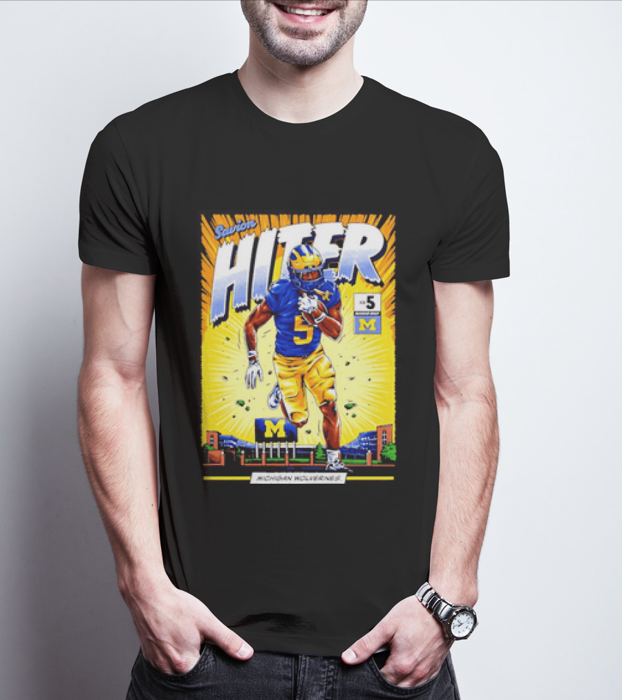 Savion Hiter Michigan Wolverines Football Number 5 Comic T-Shirt