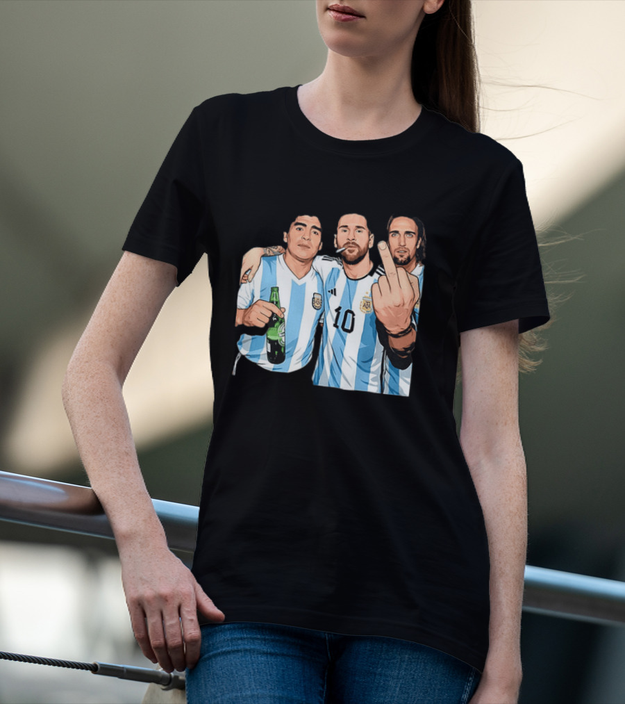 Messi Maradona Batistuta Argentina Football Legends T-Shirt