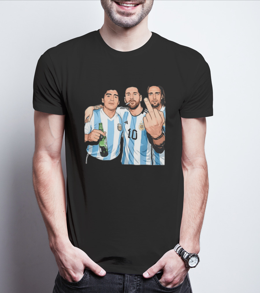 Messi Maradona Batistuta Argentina Football Legends T-Shirt