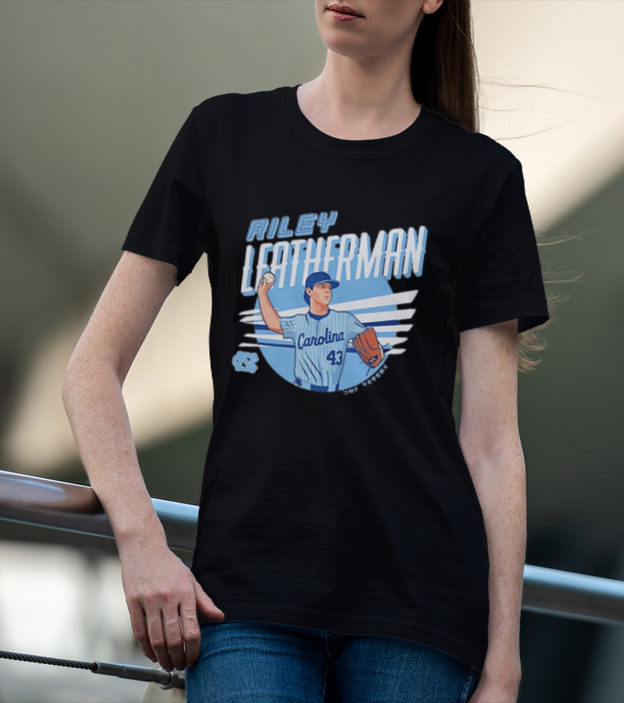 North Carolina Tar Heels Riley Leatherman Baseball Carolina 43 T-Shirt
