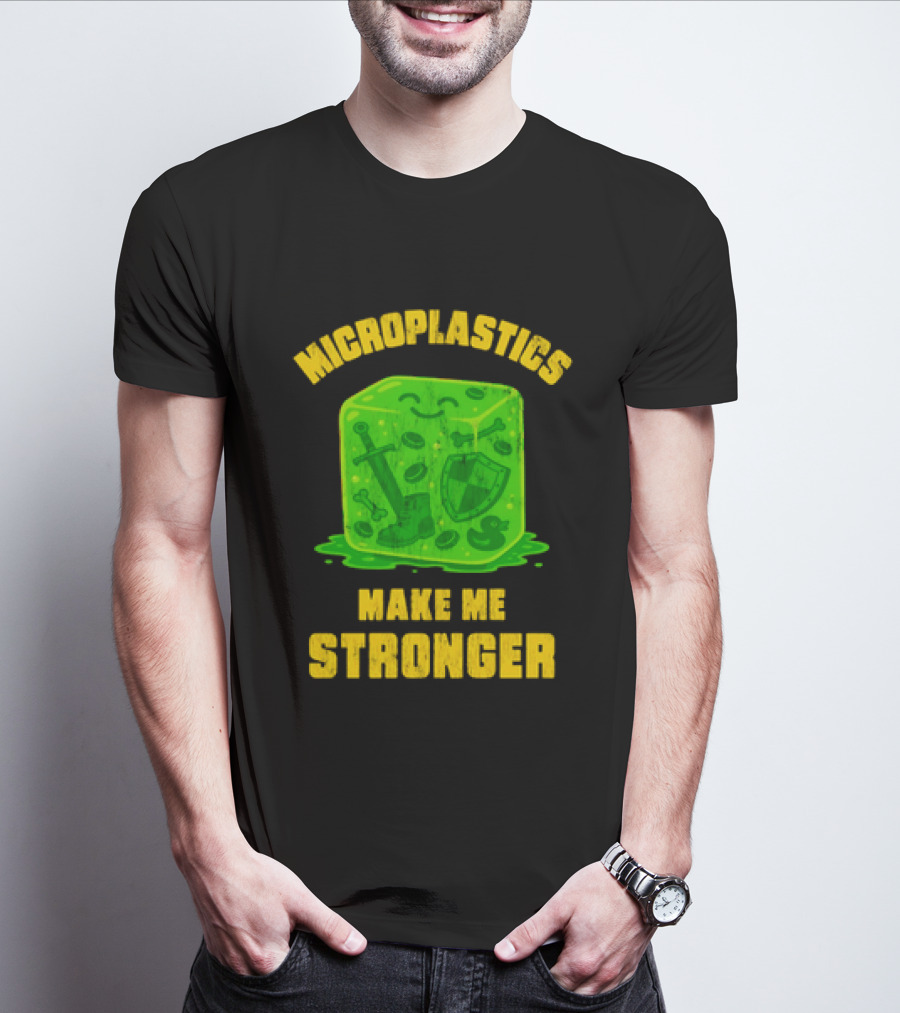 Microplastics Make Me Stronger Gelatinous Block Sword Shield Boot T-Shirt