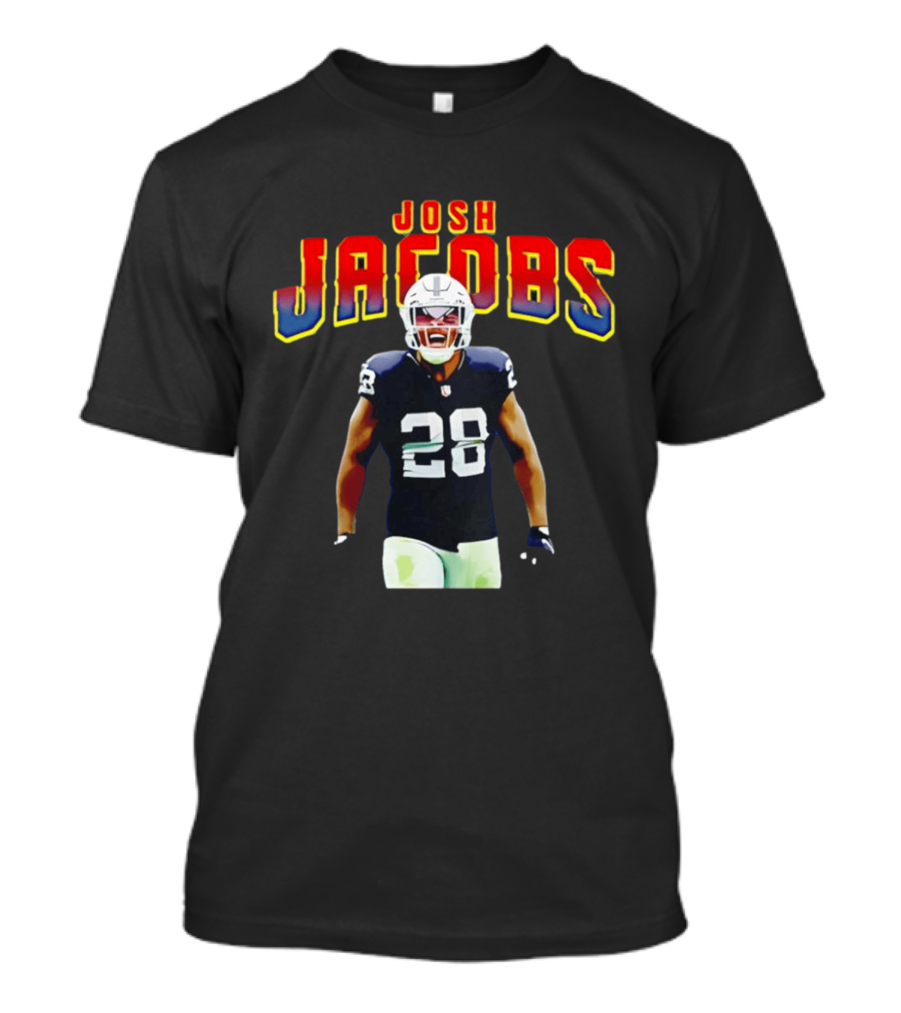 Josh Jacobs Number 28 Raiders NFL Celebration T-Shirt