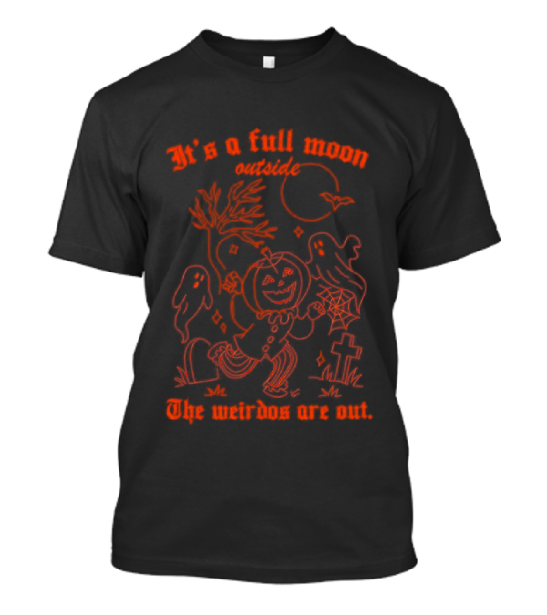 It's A Full Moon Halloween Pumpkin The Weirdos Are Out T-Shirt