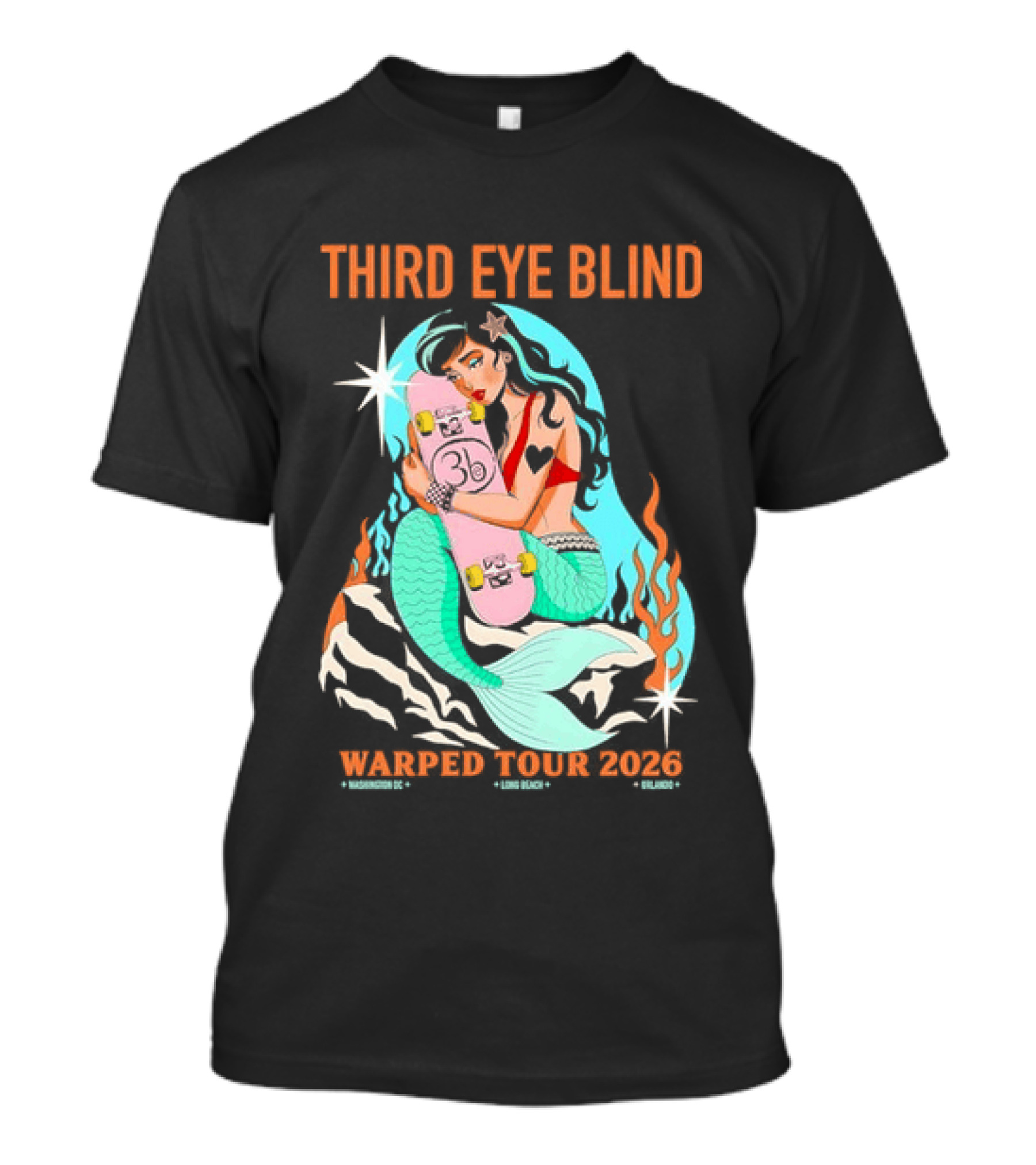 Third Eye Blind 2026 Warped Tour Mermaid Skater T-Shirt