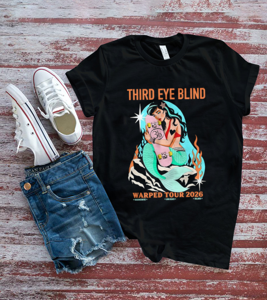Third Eye Blind 2026 Warped Tour Mermaid Skater T-Shirt