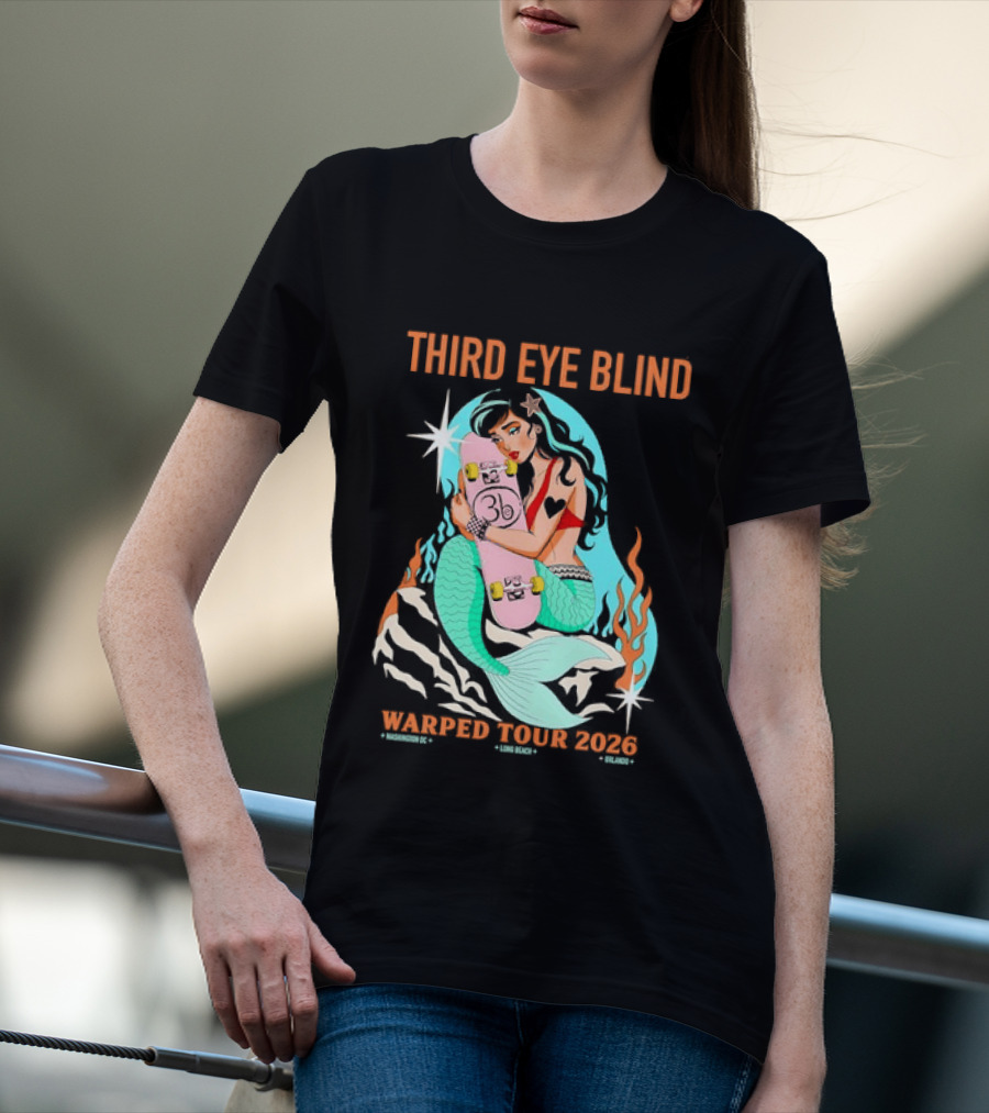 Third Eye Blind 2026 Warped Tour Mermaid Skater T-Shirt
