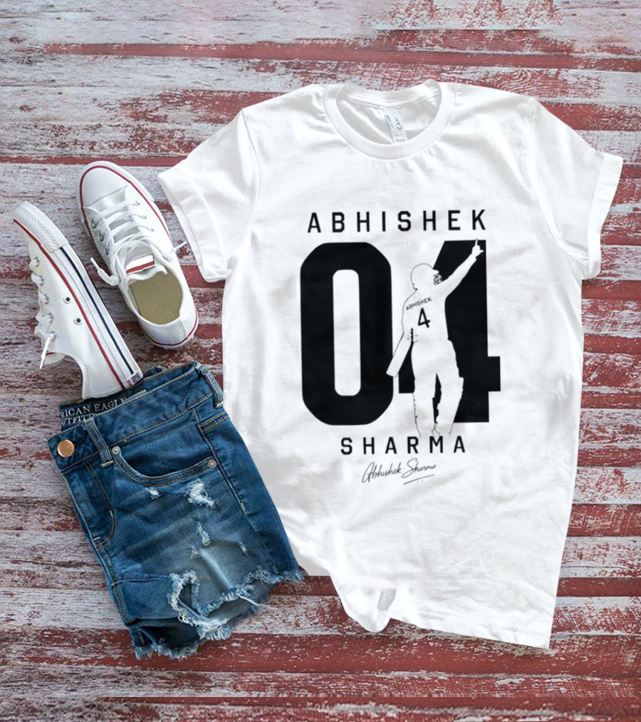 Abhishek Sharma 04 Indian Cricket Player Autograph T-Shirt