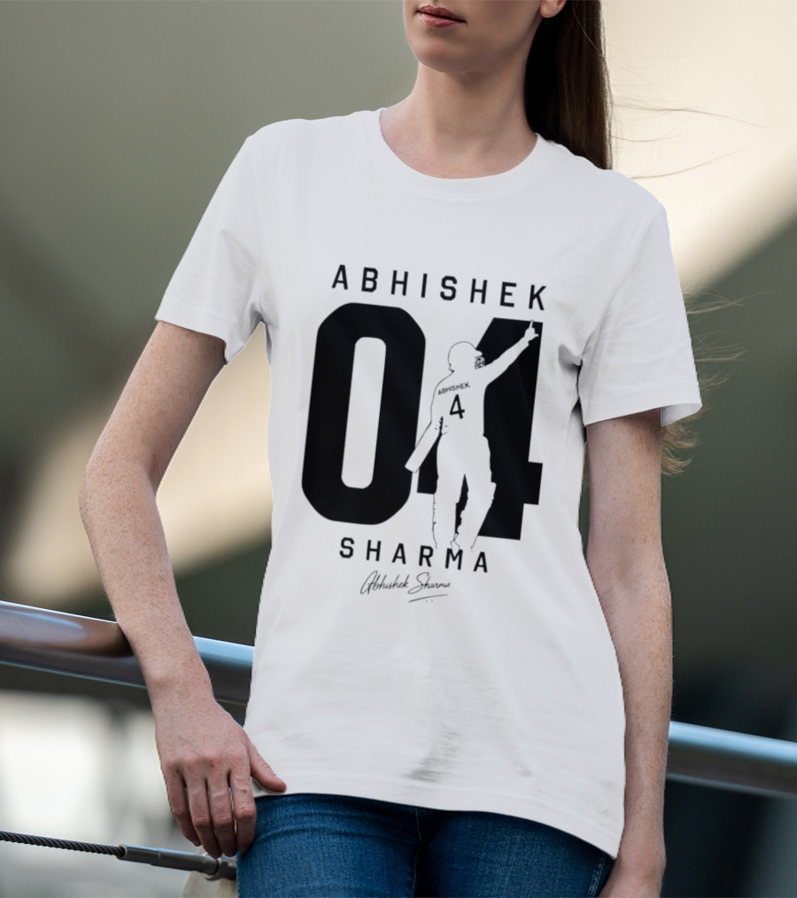Abhishek Sharma 04 Indian Cricket Player Autograph T-Shirt