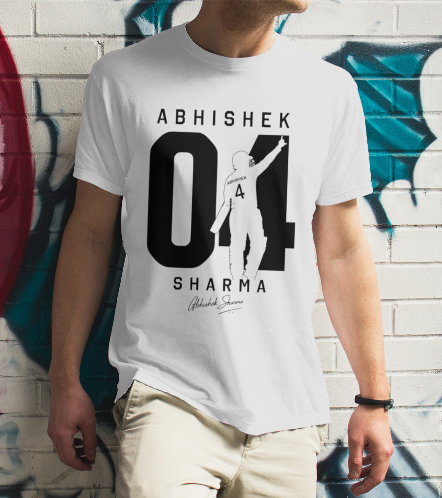 Abhishek Sharma 04 Indian Cricket Player Autograph T-Shirt