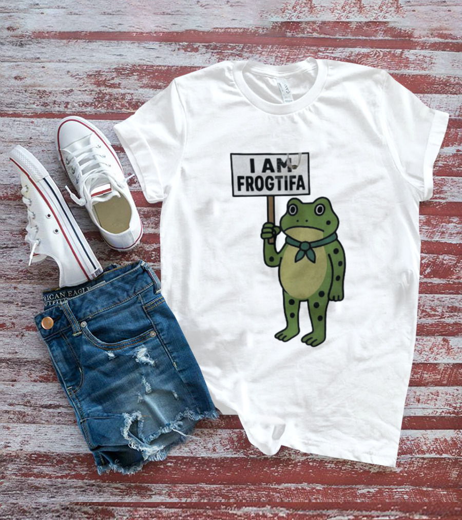 I AM FROGTIFA Frog Holding Sign T-Shirt