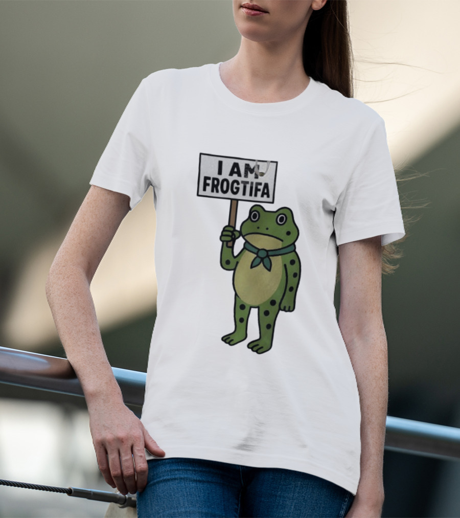 I AM FROGTIFA Frog Holding Sign T-Shirt