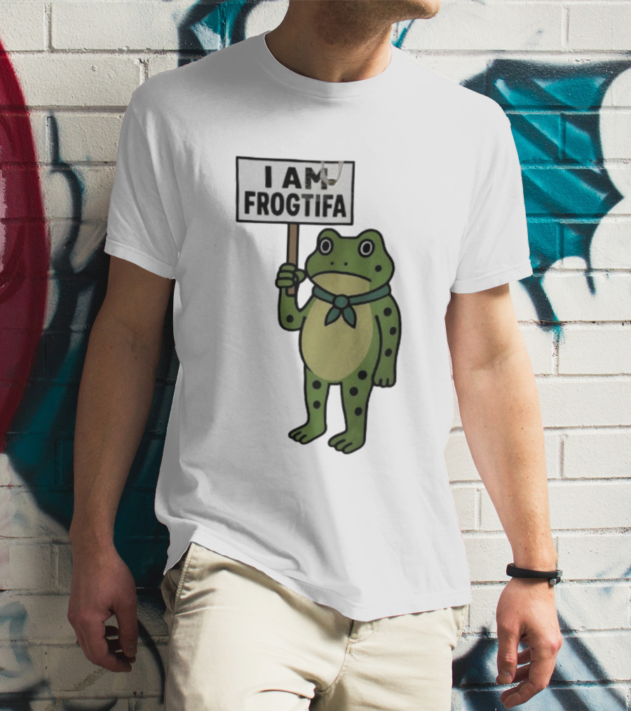 I AM FROGTIFA Frog Holding Sign T-Shirt