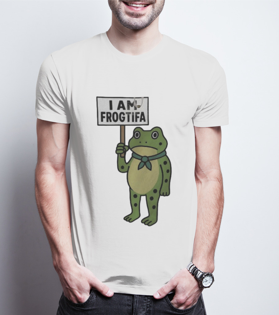 I AM FROGTIFA Frog Holding Sign T-Shirt