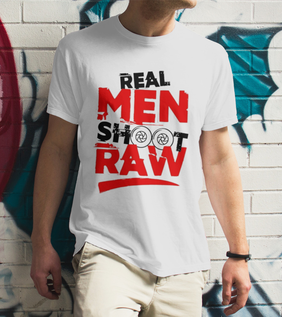 Real Men Shoot RAW Camera Shutter Aperture Photography T-Shirt