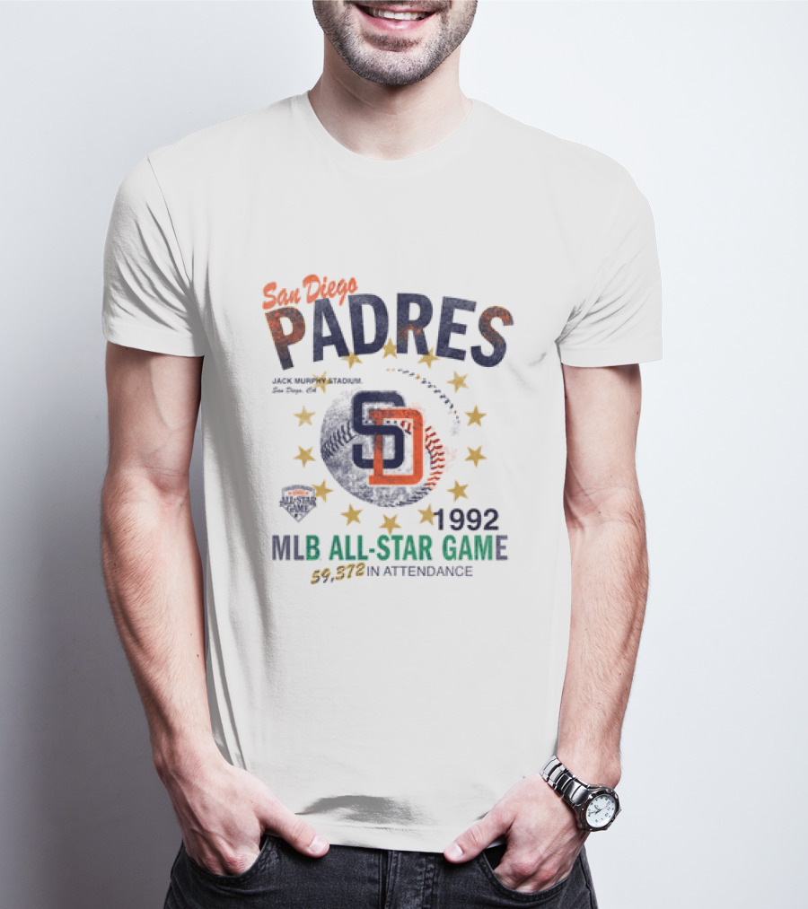 San Diego Padres 1992 MLB All Star Game Jack Murphy Stadium 59,372 Attendance T-Shirt