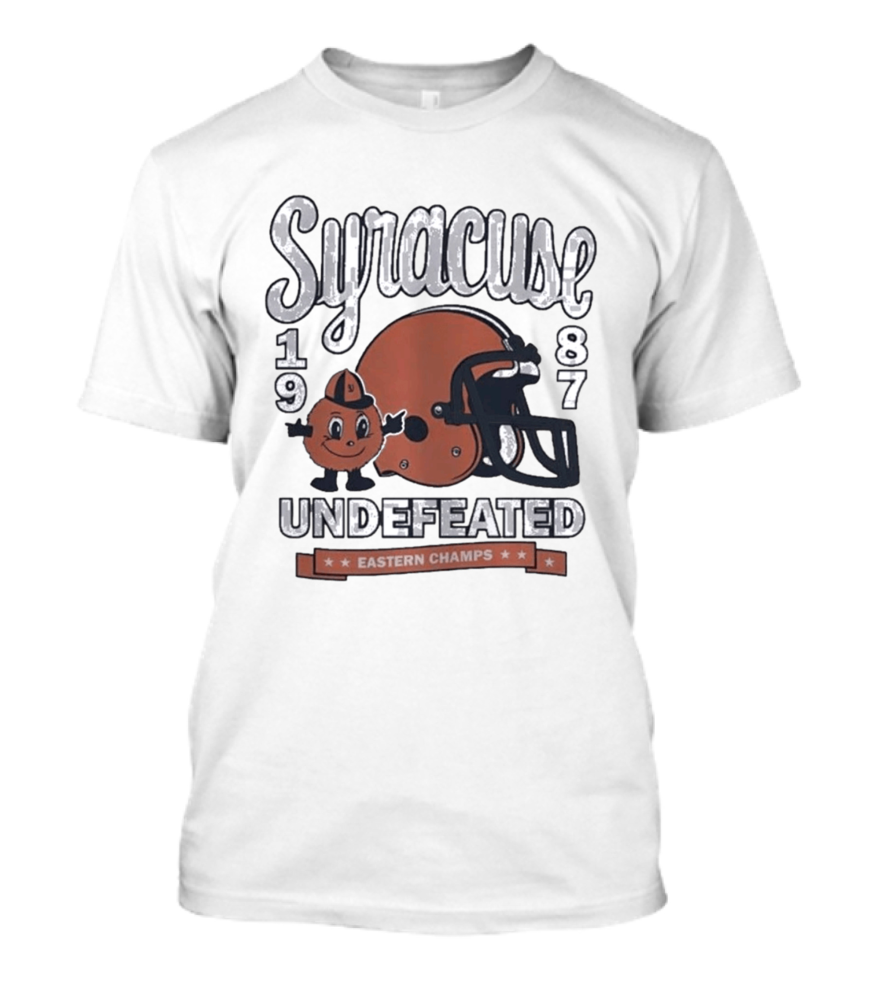 Syracuse 1987 Undefeated Eastern Champs Football Helmet Orange T-Shirt