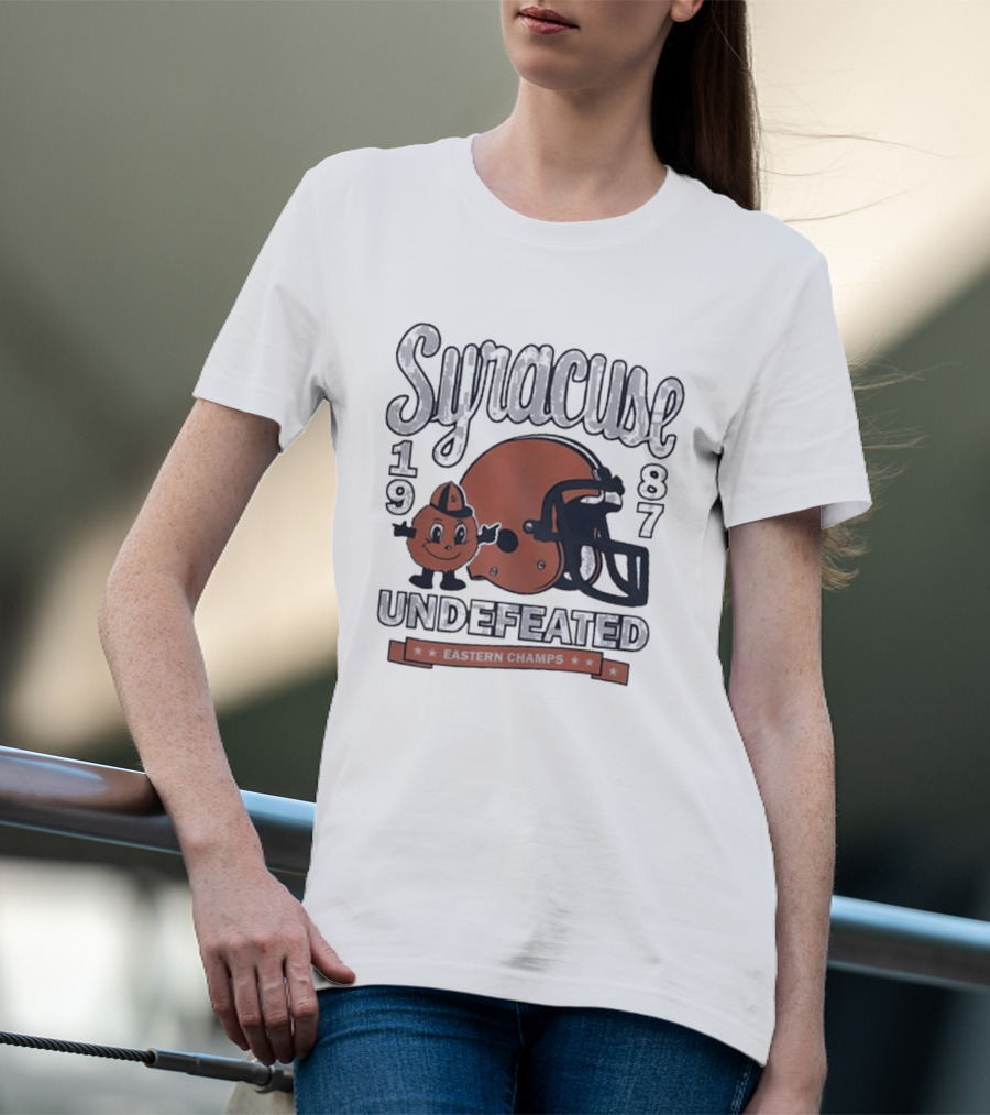 Syracuse 1987 Undefeated Eastern Champs Football Helmet Orange T-Shirt