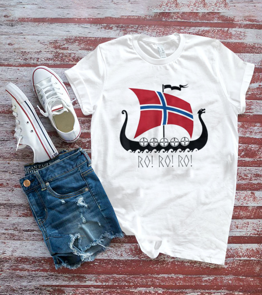Viking Ship Norwegian Flag Ro Ro Ro T-Shirt