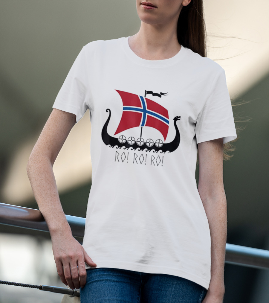 Viking Ship Norwegian Flag Ro Ro Ro T-Shirt