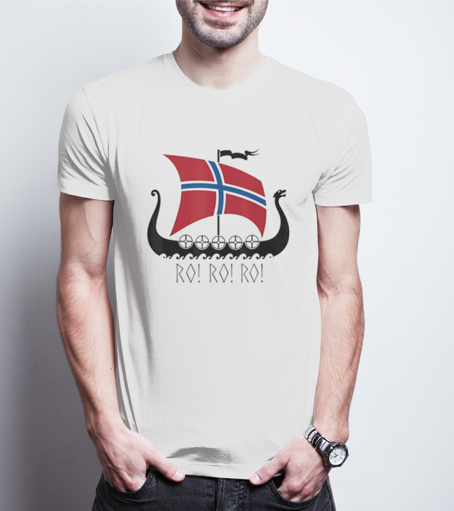 Viking Ship Norwegian Flag Ro Ro Ro T-Shirt