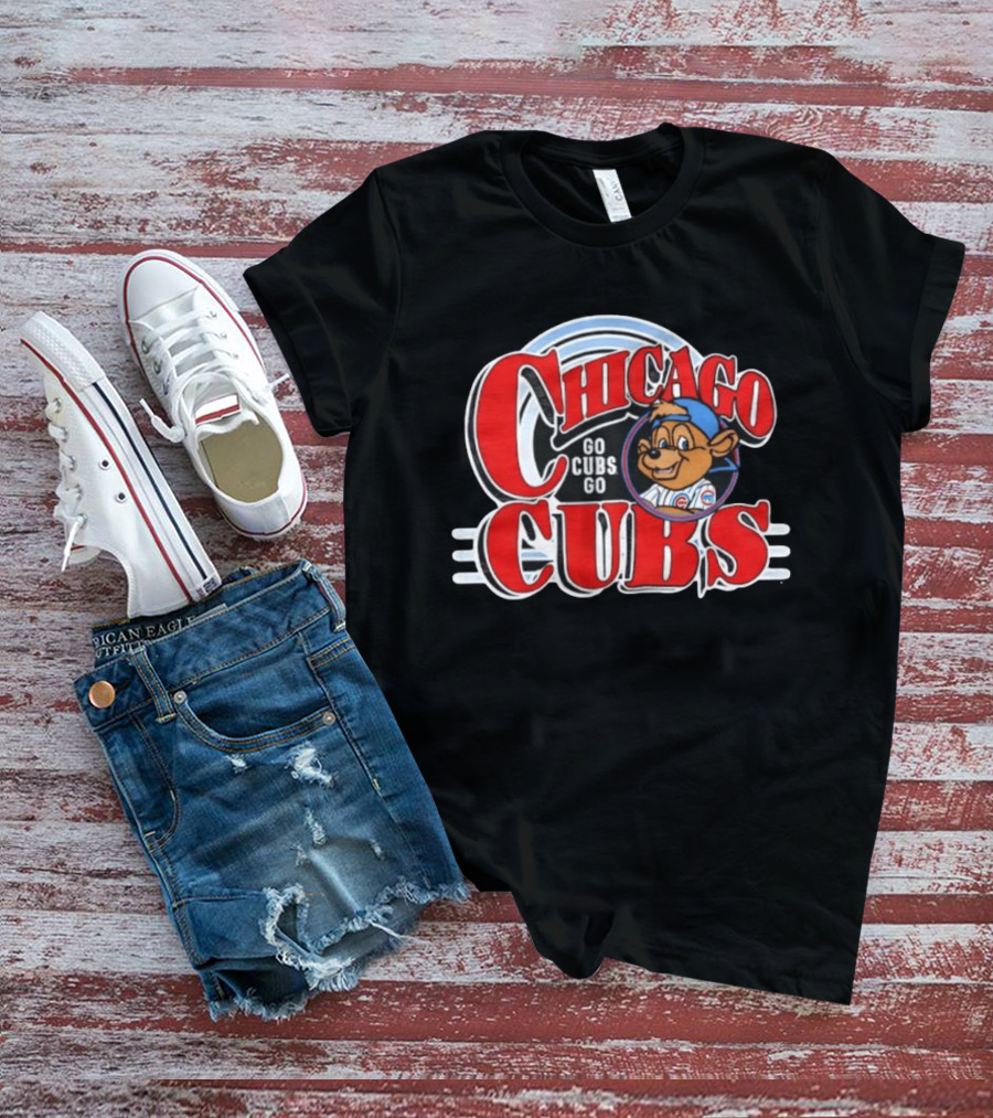 Chicago Cubs Go Cubs Go MLB With Bear In Cap T-Shirt