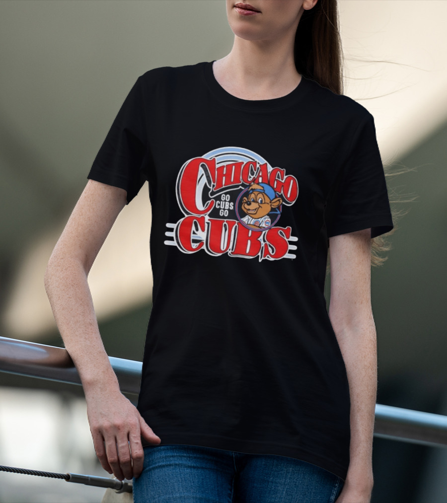 Chicago Cubs Go Cubs Go MLB With Bear In Cap T-Shirt