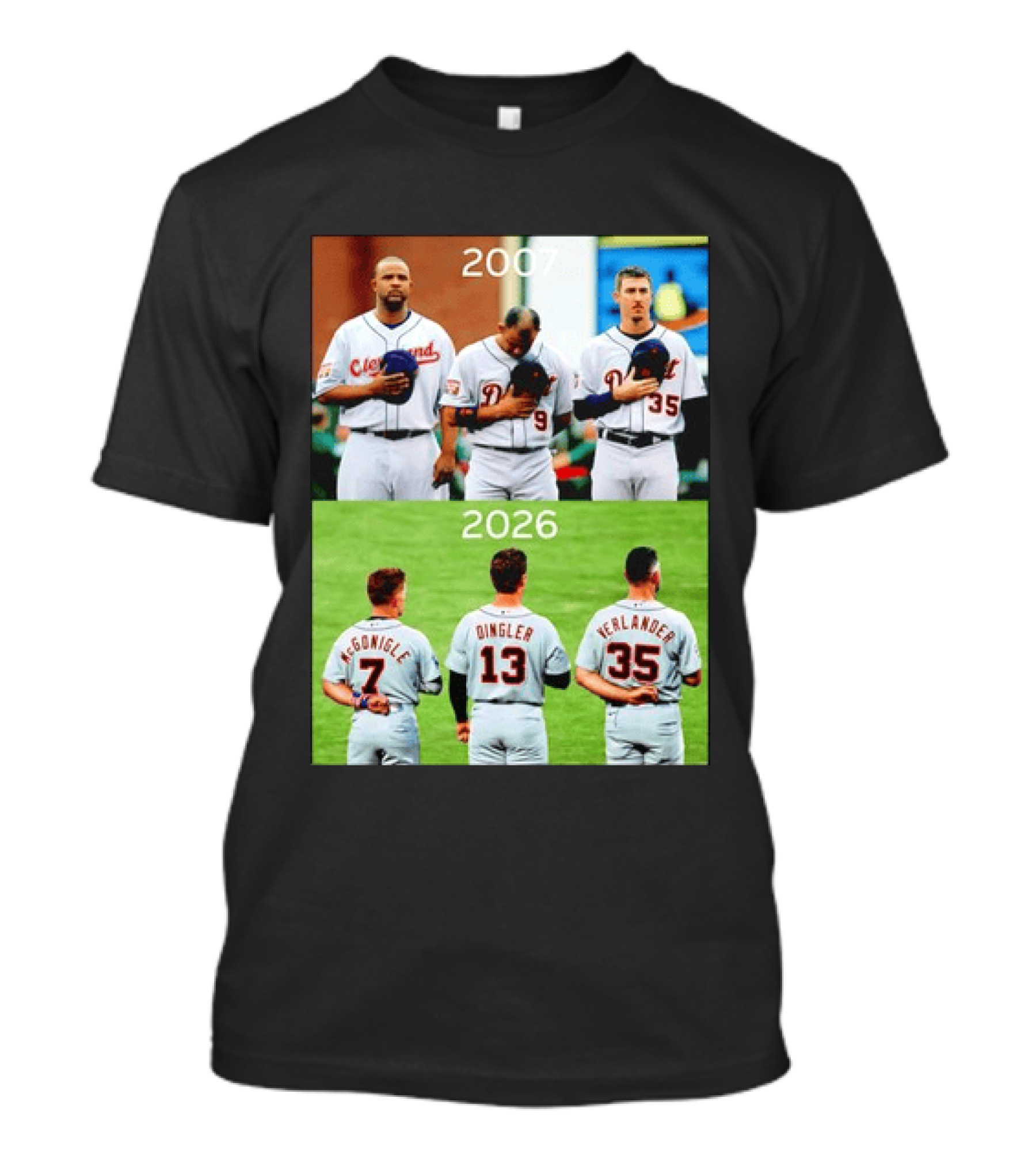 Detroit Tigers 2007 2026 McGonigle Dingler Verlander Comparison T-Shirt