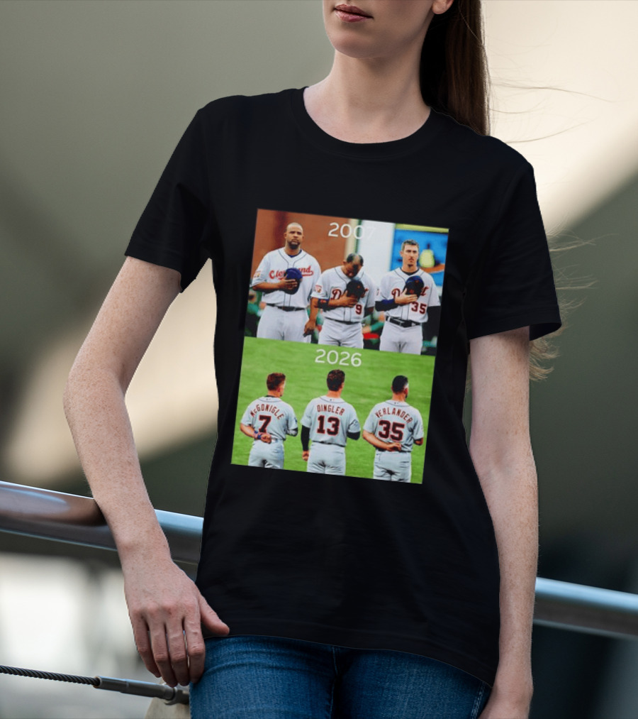 Detroit Tigers 2007 2026 McGonigle Dingler Verlander Comparison T-Shirt