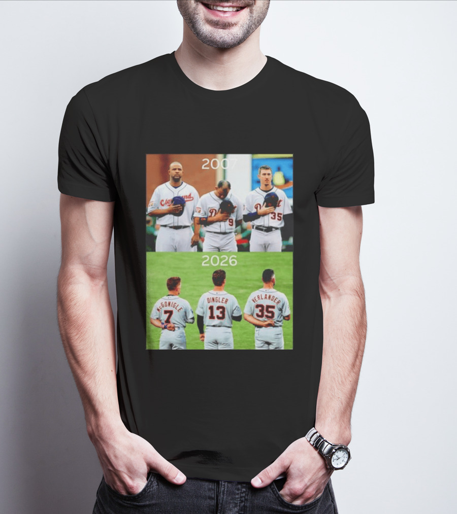 Detroit Tigers 2007 2026 McGonigle Dingler Verlander Comparison T-Shirt