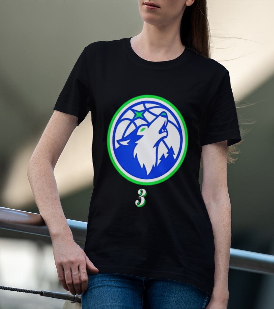 Jaden McDaniels Minnesota Timberwolves 3 Wolf Basketball T-Shirt