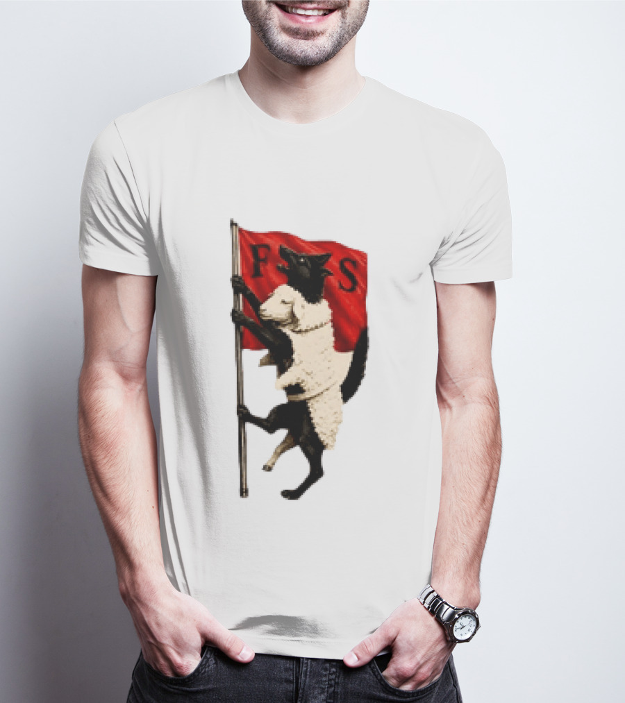 FS Black Cat Carrying Lamb Red Flag T-Shirt