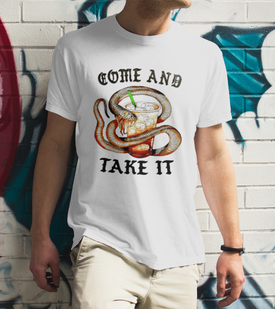 Come And Take It Snake Wrapped Around Iced Coffee Cup T-Shirt