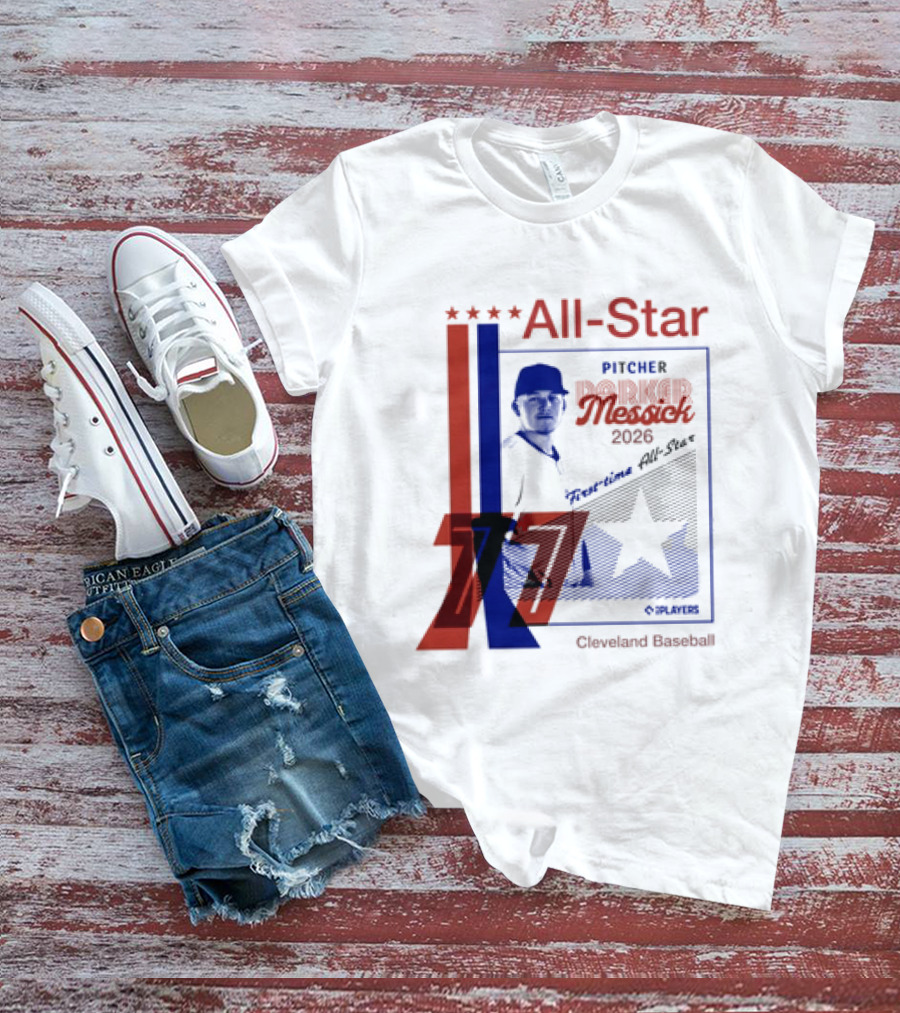 Cleveland Guardians Parker Messick First Time All Star 2026 Pitcher Three Stars T-Shirt