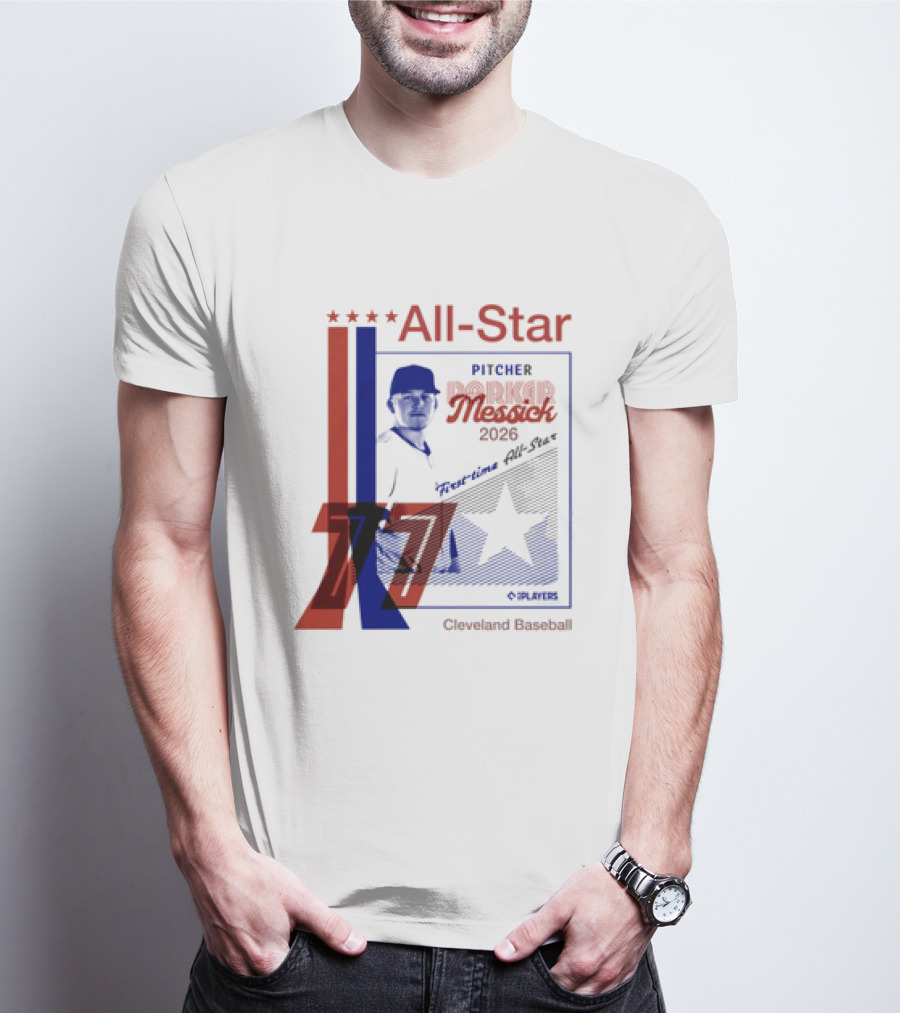 Cleveland Guardians Parker Messick First Time All Star 2026 Pitcher Three Stars T-Shirt