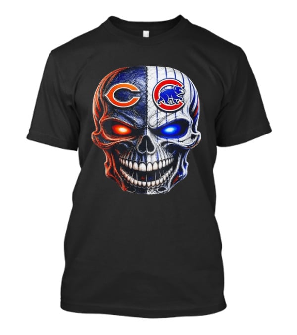 Chicago Bears Cubs Skull Split T-Shirt