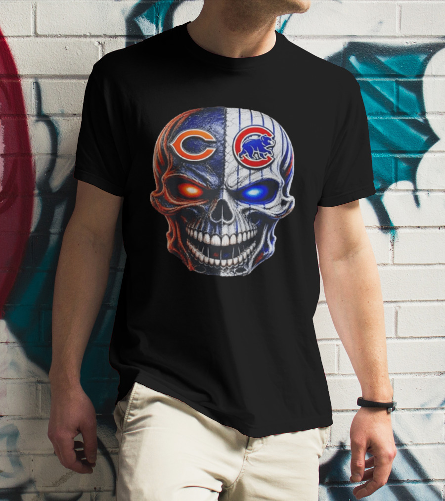 Chicago Bears Cubs Skull Split T-Shirt