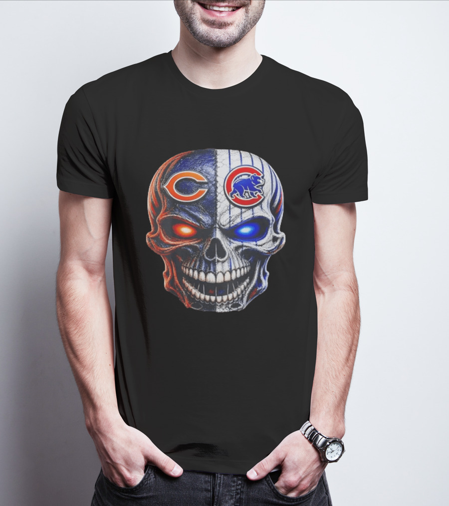 Chicago Bears Cubs Skull Split T-Shirt