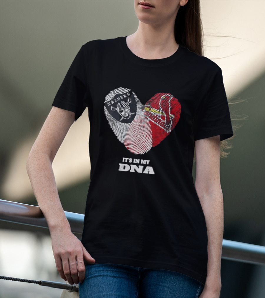 Las Vegas Raiders Washington Commanders It's In My DNA Fingerprint Heart T-Shirt